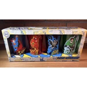 DC Comics Originals Collector's Series PINT GLASS 4- Pack Justice League *NEW*